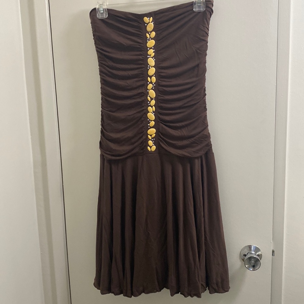 Rutched Strapless dress by Velvet